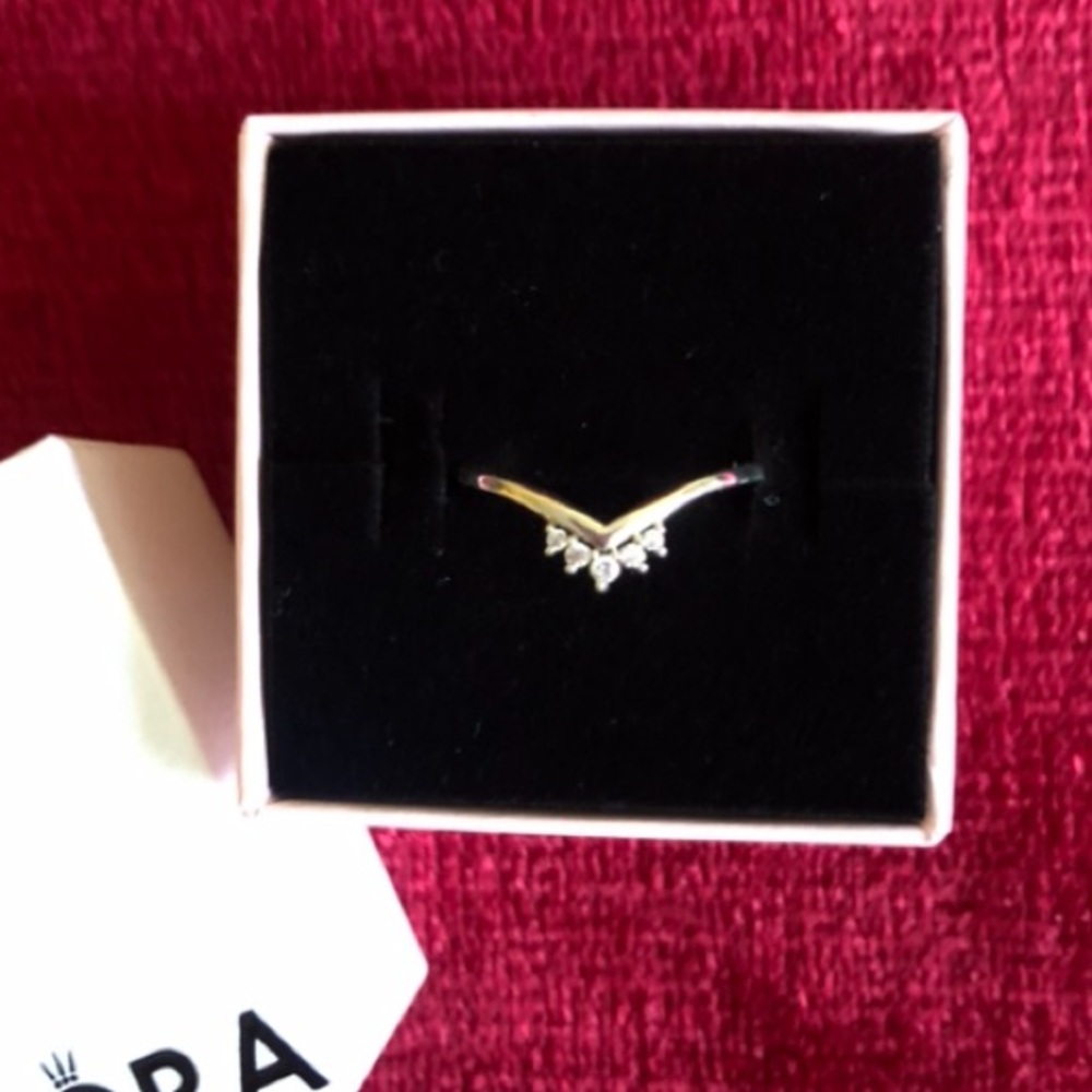 Authentic Pandora Sterling Silver “Tiara Wishbone “Ring. NWOT.